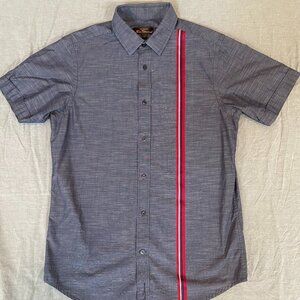 Ben Sherman Men Medium short sleeve button up Dark Blue red stripe